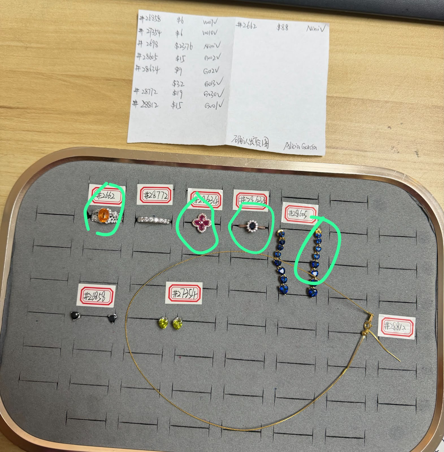 Nini-Certificates for the four items circled in red in the picture