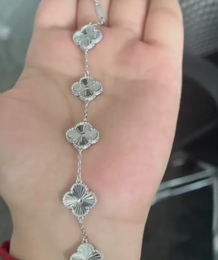 Yuki-s925 streling silver four clover bracelet