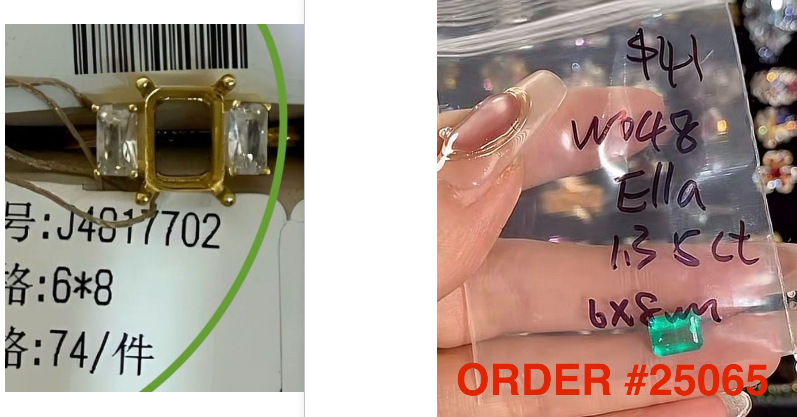 Yuki-price of setting for 25065-gold color-size US10+zircon change to moissanite