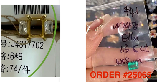 Yuki-price of setting for 25065-gold color-size US10+zircon change to moissanite