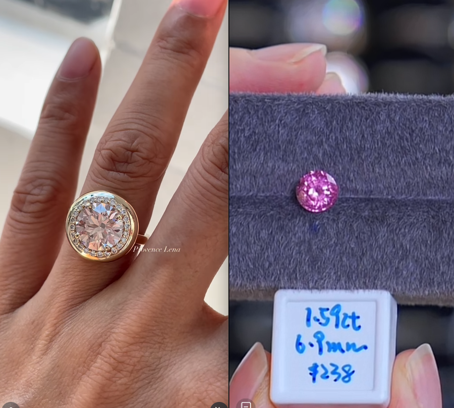 Miya-Custom S925 sterling silver ring - set with a band of lab-grown diamonds - 14K gold plated - ring size US6 for 29020