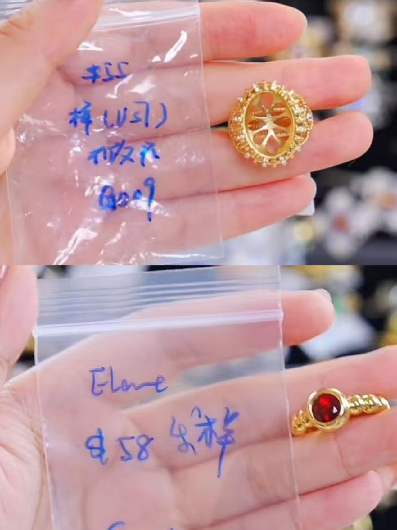 Nini-Garnet ring US5, gold ring US6