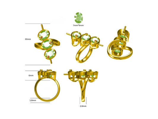 Nini-Custom rings for #26369 and #28340, gold.