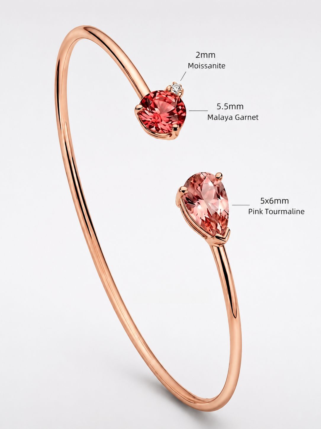 Nini-The bracelet shown in the picture will have two settings with a 2mm moissanite, plus a $1.50 certificate.